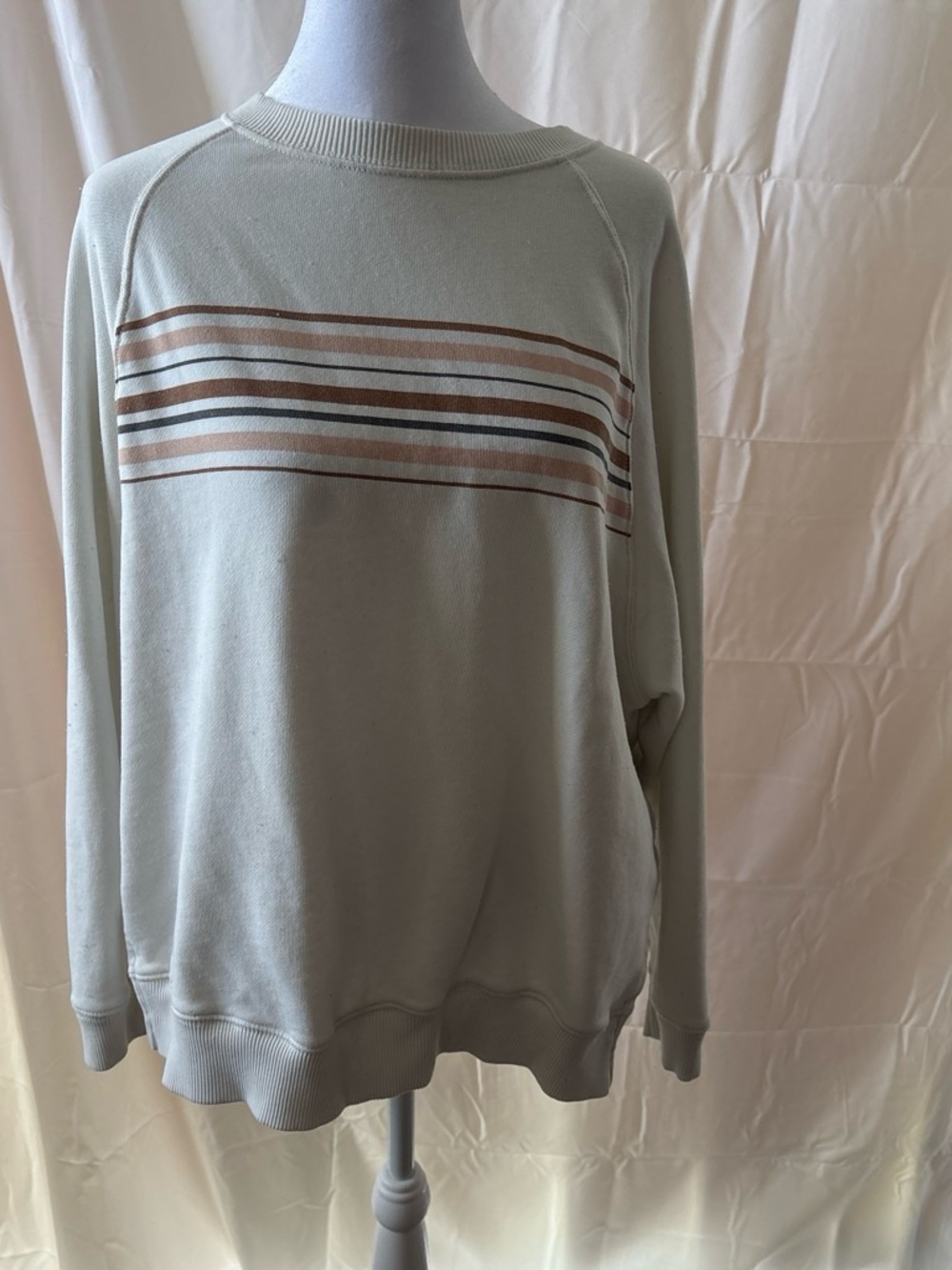 Woman’s Cream Striped Crewneck Sweater